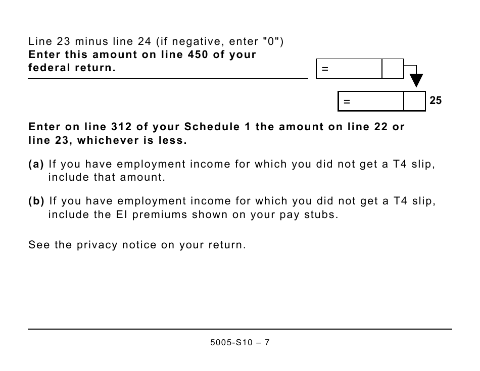 Form 5005-S10 Schedule 10 Employment Insurance (Ei) and Provincial Parental Insurance Plan (Ppip) Premiums (Large Print) - Canada, Page 7