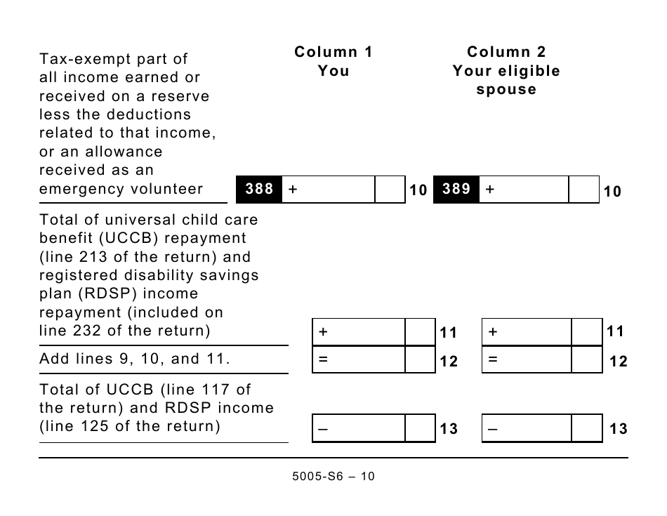 Form 5005-S6 Schedule 6 Working Income Tax Benefit (Large Print) - Canada, Page 10