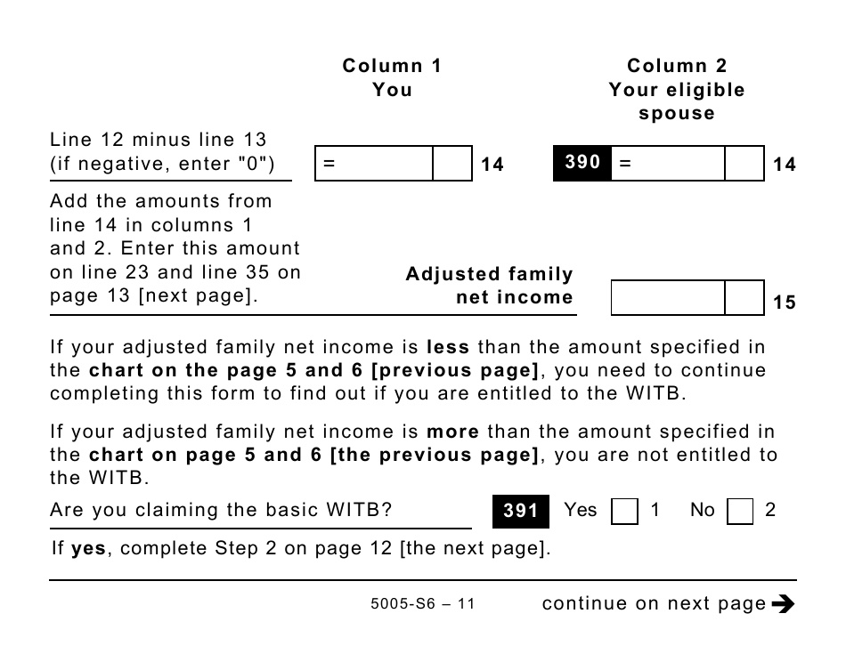 Form 5005-S6 Schedule 6 Working Income Tax Benefit (Large Print) - Canada, Page 11