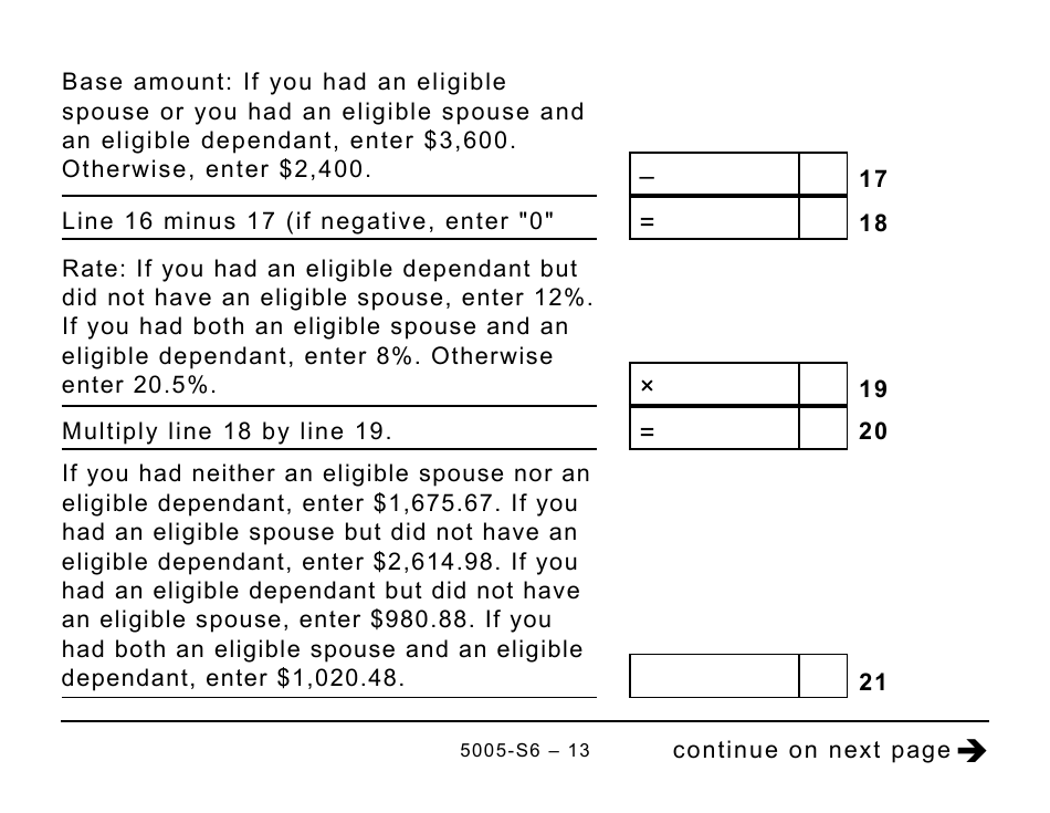 Form 5005-S6 Schedule 6 Working Income Tax Benefit (Large Print) - Canada, Page 13