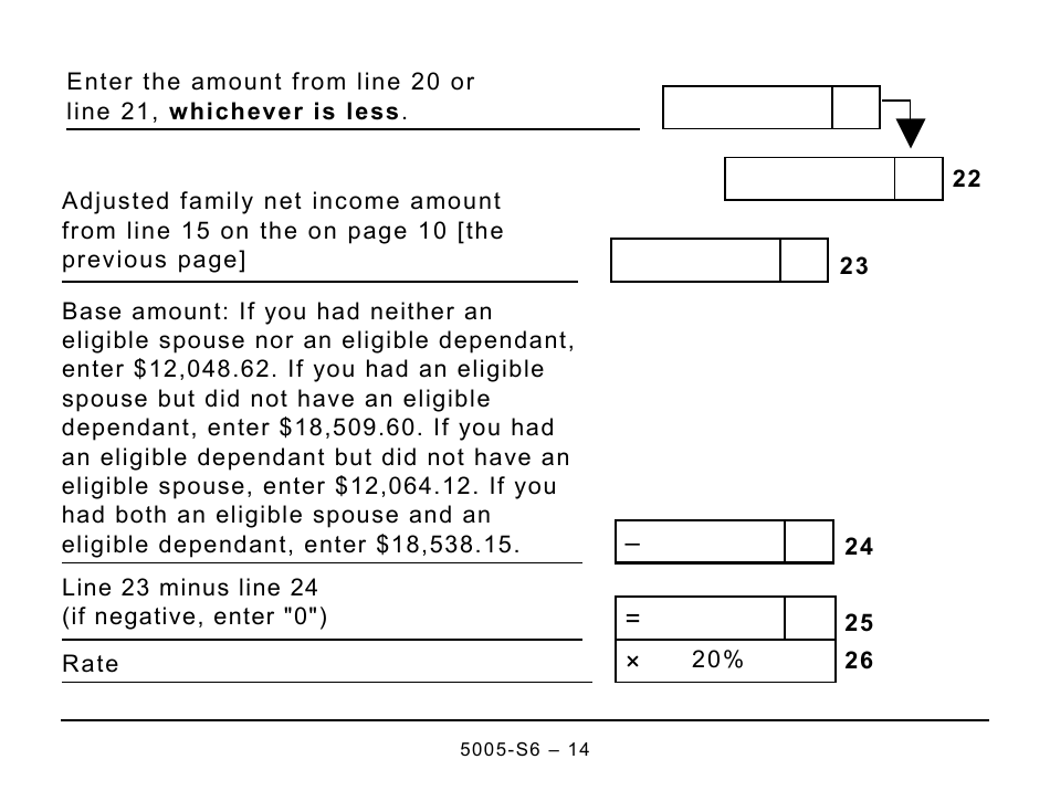 Form 5005-S6 Schedule 6 Working Income Tax Benefit (Large Print) - Canada, Page 14