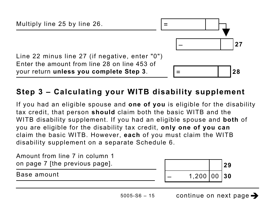Form 5005-S6 Schedule 6 Working Income Tax Benefit (Large Print) - Canada, Page 15
