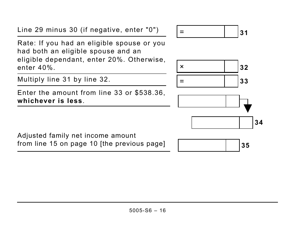 Form 5005-S6 Schedule 6 Working Income Tax Benefit (Large Print) - Canada, Page 16