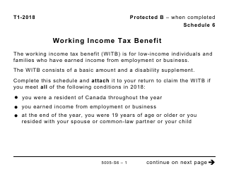 Form 5005-S6 Schedule 6 Working Income Tax Benefit (Large Print) - Canada