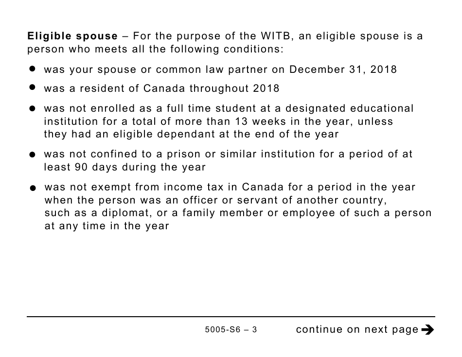 Form 5005-S6 Schedule 6 Working Income Tax Benefit (Large Print) - Canada, Page 3