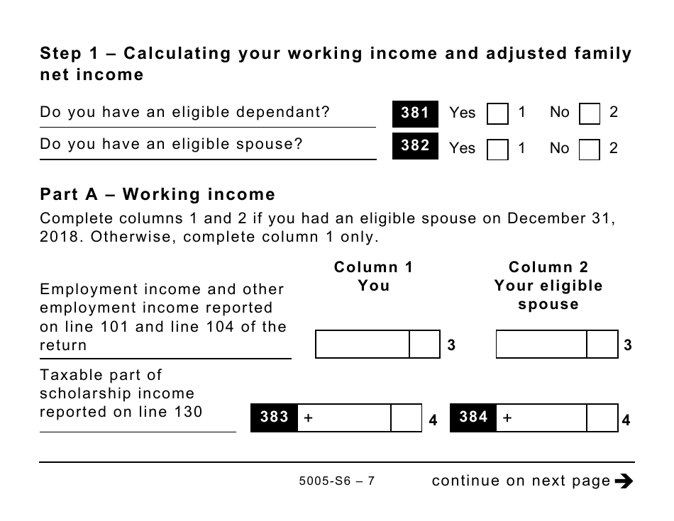 Form 5005-S6 Schedule 6 Working Income Tax Benefit (Large Print) - Canada, Page 7