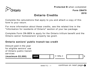 Document preview: Form 5006-TC (ON479) Ontario Credits (Large Print) - Canada