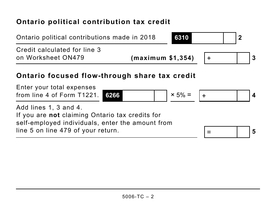 Form 5006-TC (ON479) Ontario Credits (Large Print) - Canada, Page 2