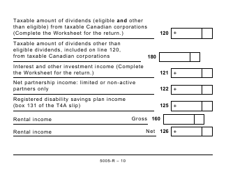 Form 5005-R Income Tax and Benefit Return (Large Print) - Canada, Page 10