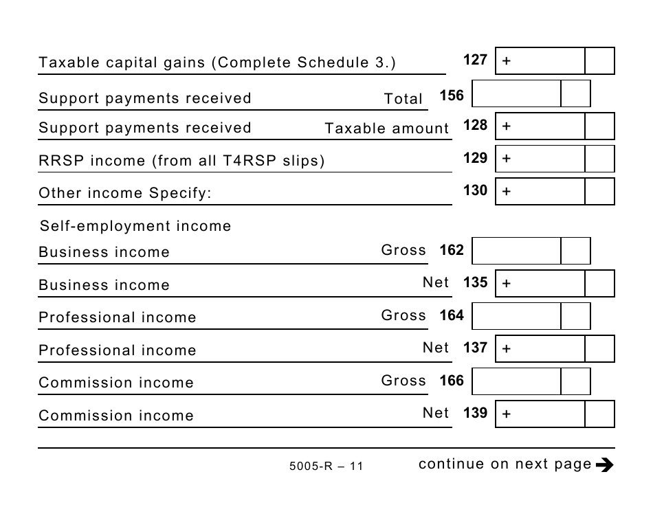 Form 5005-R Income Tax and Benefit Return (Large Print) - Canada, Page 11