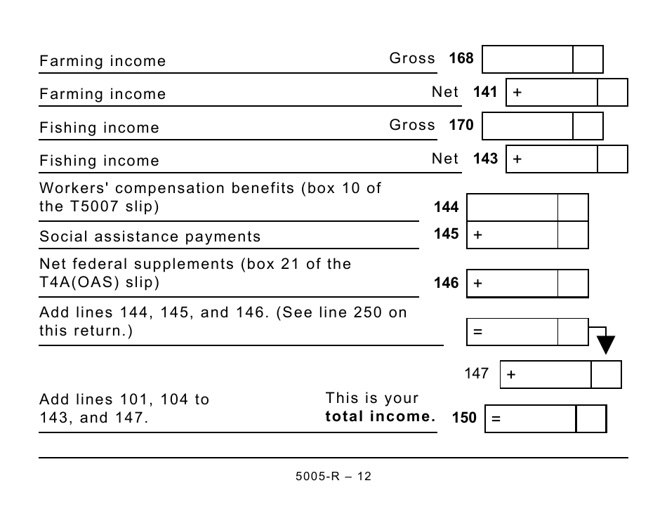 Form 5005-R Income Tax and Benefit Return (Large Print) - Canada, Page 12