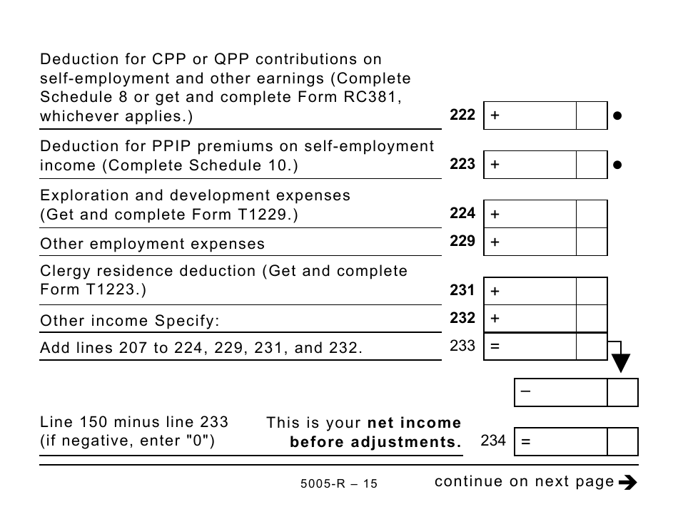 Form 5005-R Income Tax and Benefit Return (Large Print) - Canada, Page 15