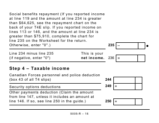 Form 5005-R Income Tax and Benefit Return (Large Print) - Canada, Page 16