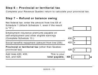 Form 5005-R Income Tax and Benefit Return (Large Print) - Canada, Page 18