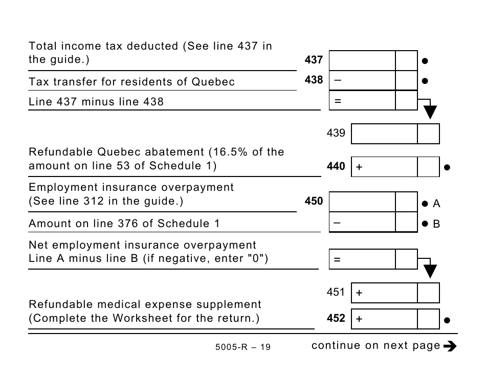 Form 5005-R Income Tax and Benefit Return (Large Print) - Canada, Page 19