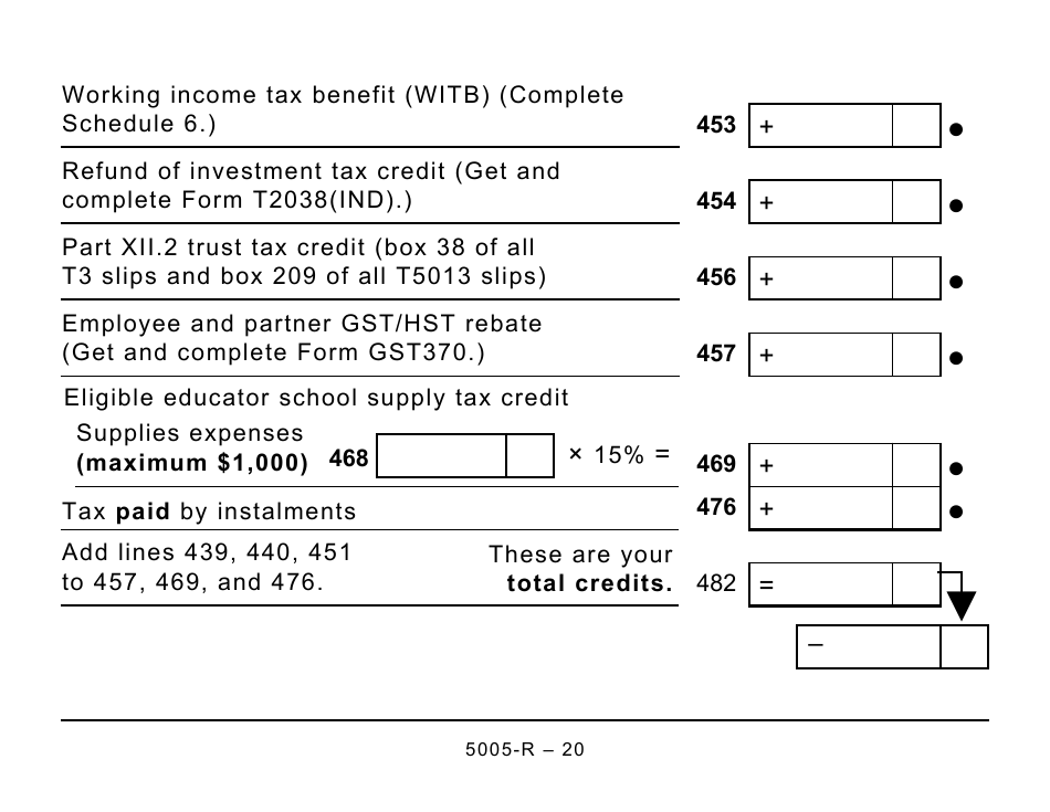 Form 5005-R Income Tax and Benefit Return (Large Print) - Canada, Page 20