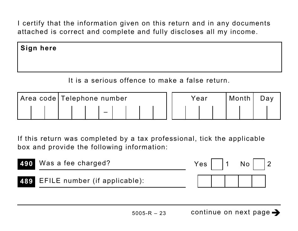 Form 5005-R Income Tax and Benefit Return (Large Print) - Canada, Page 23