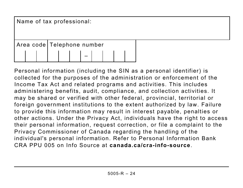 Form 5005-R Income Tax and Benefit Return (Large Print) - Canada, Page 24