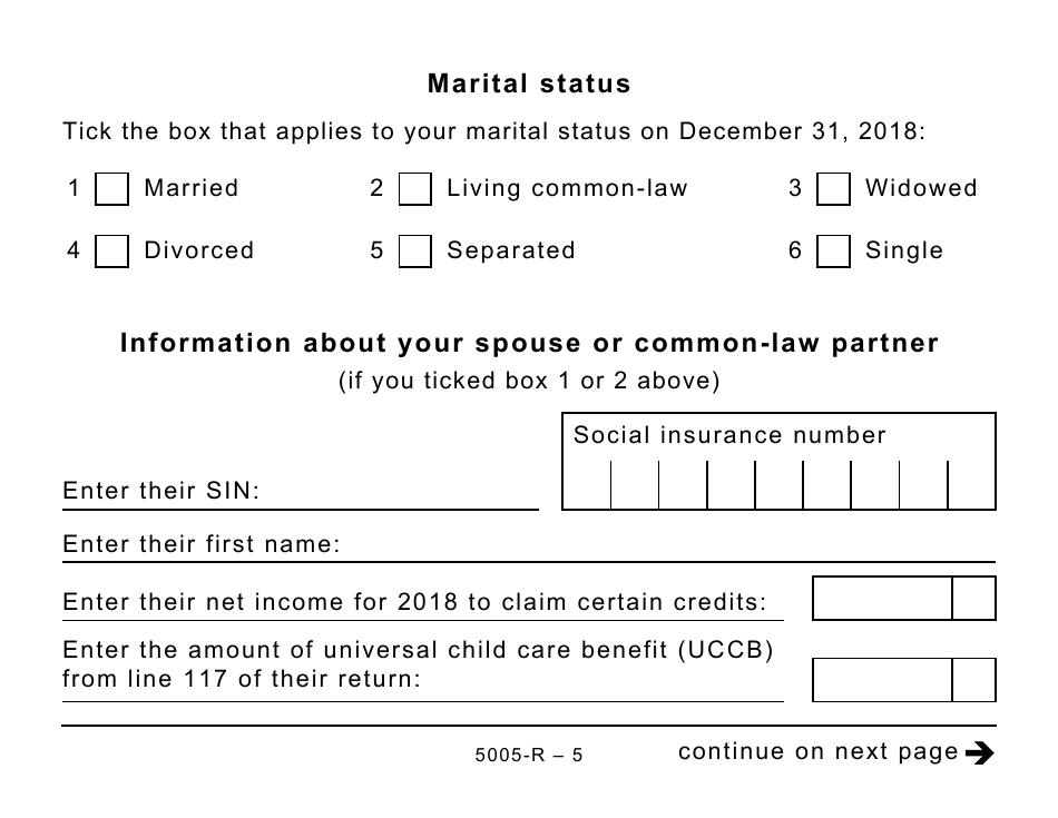 Form 5005-R Income Tax and Benefit Return (Large Print) - Canada, Page 5