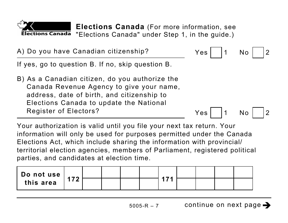 Form 5005-R Income Tax and Benefit Return (Large Print) - Canada, Page 7