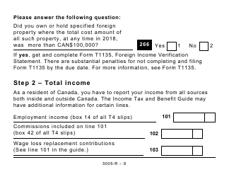 Form 5005-R Income Tax and Benefit Return (Large Print) - Canada, Page 8