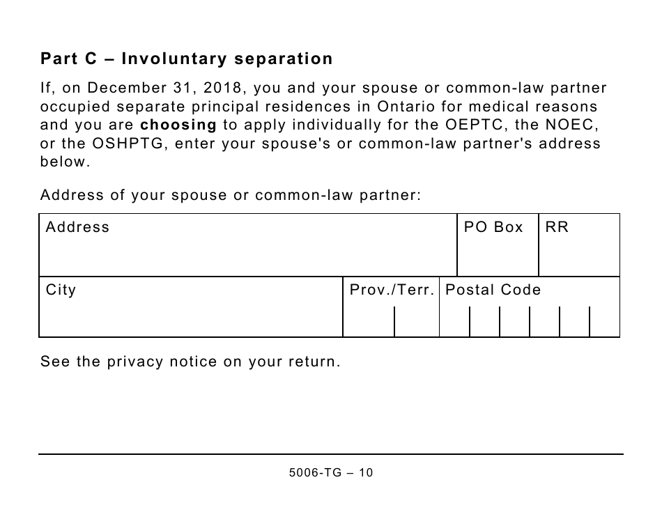Form 5006-TG (ON-BEN) Application for the Ontario Trillium Benefit and the Ontario Senior Homeowners Property Tax Grant (Large Print) - Canada, Page 10