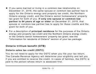 Form 5006-TG (ON-BEN) Application for the Ontario Trillium Benefit and the Ontario Senior Homeowners&#039; Property Tax Grant (Large Print) - Canada, Page 2
