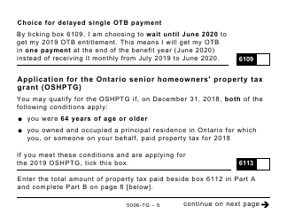 Form 5006-TG (ON-BEN) Application for the Ontario Trillium Benefit and the Ontario Senior Homeowners&#039; Property Tax Grant (Large Print) - Canada, Page 5