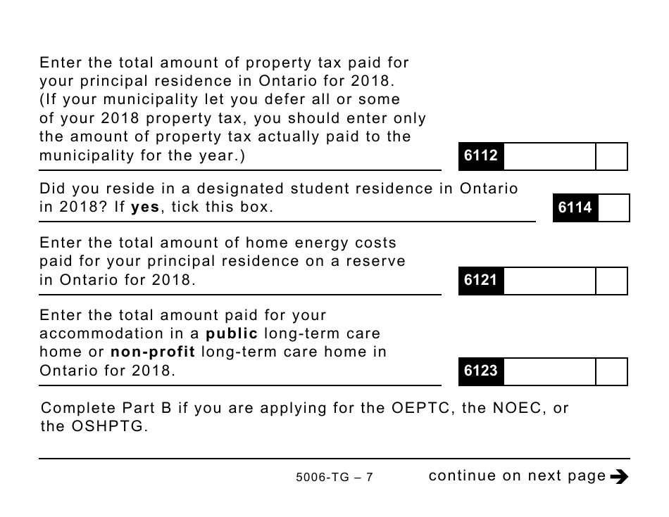 Form 5006-TG (ON-BEN) Application for the Ontario Trillium Benefit and the Ontario Senior Homeowners Property Tax Grant (Large Print) - Canada, Page 7
