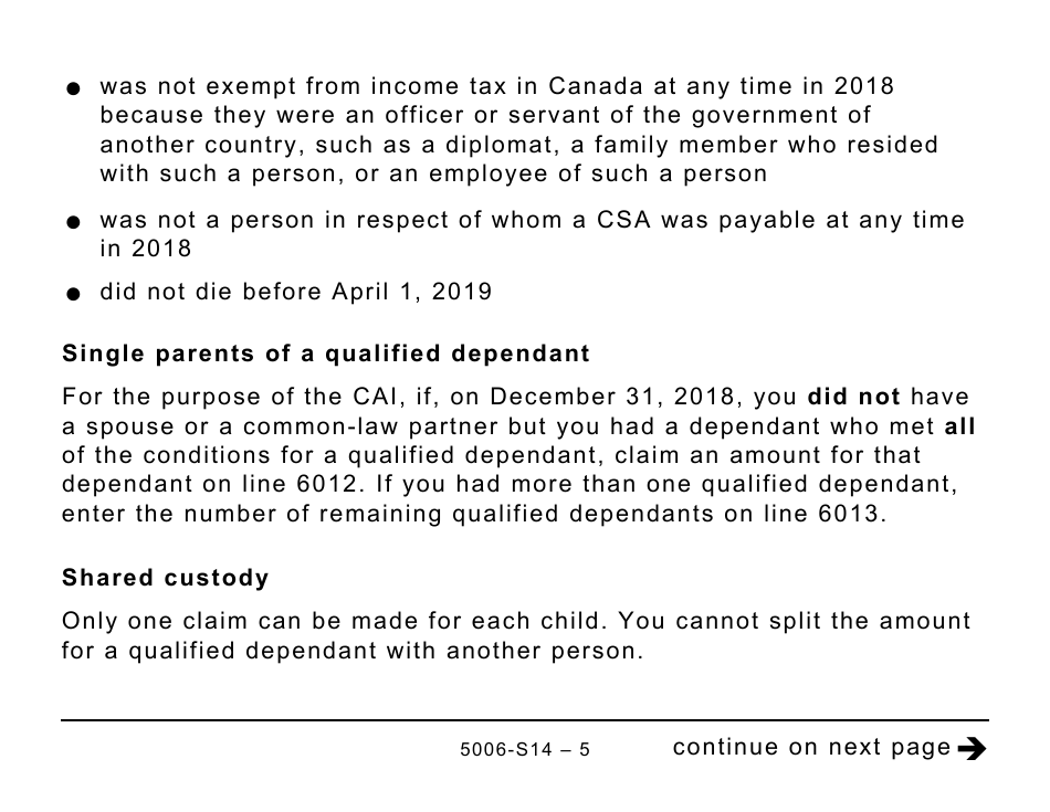 Form 5006-S14 Schedule 14 Climate Action Incentive (Large Print) - Canada, Page 5