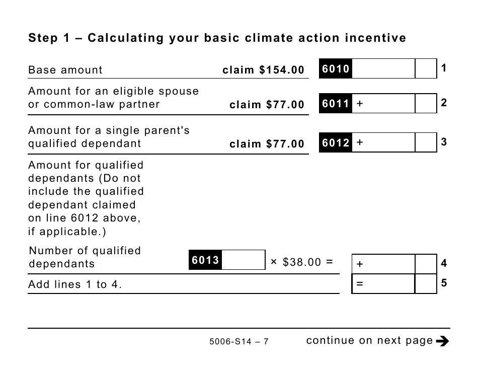 Form 5006-S14 Schedule 14 Climate Action Incentive (Large Print) - Canada, Page 7