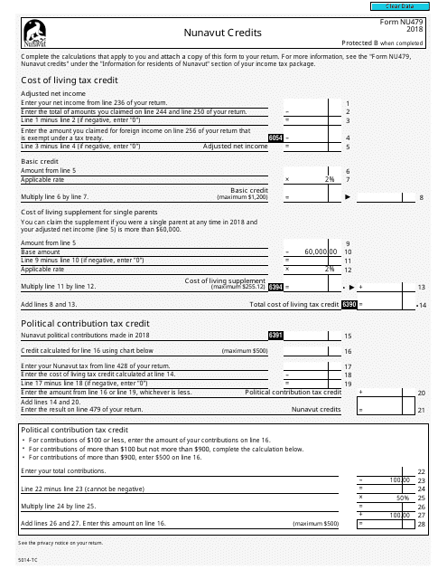 Form 5014-TC (NU479) 2018 Printable Pdf