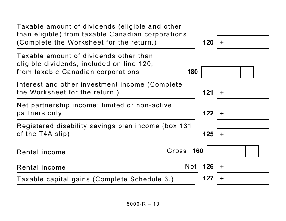 Form 5006-R Income Tax and Benefit Return (Large Print) - Canada, Page 10