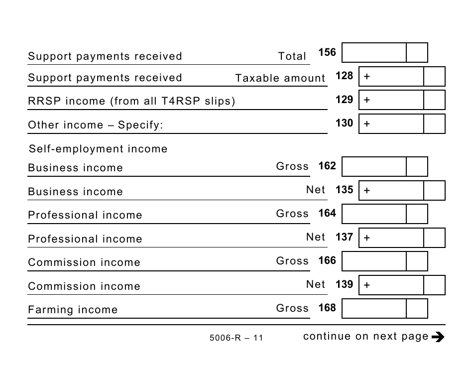Form 5006-R Income Tax and Benefit Return (Large Print) - Canada, Page 11