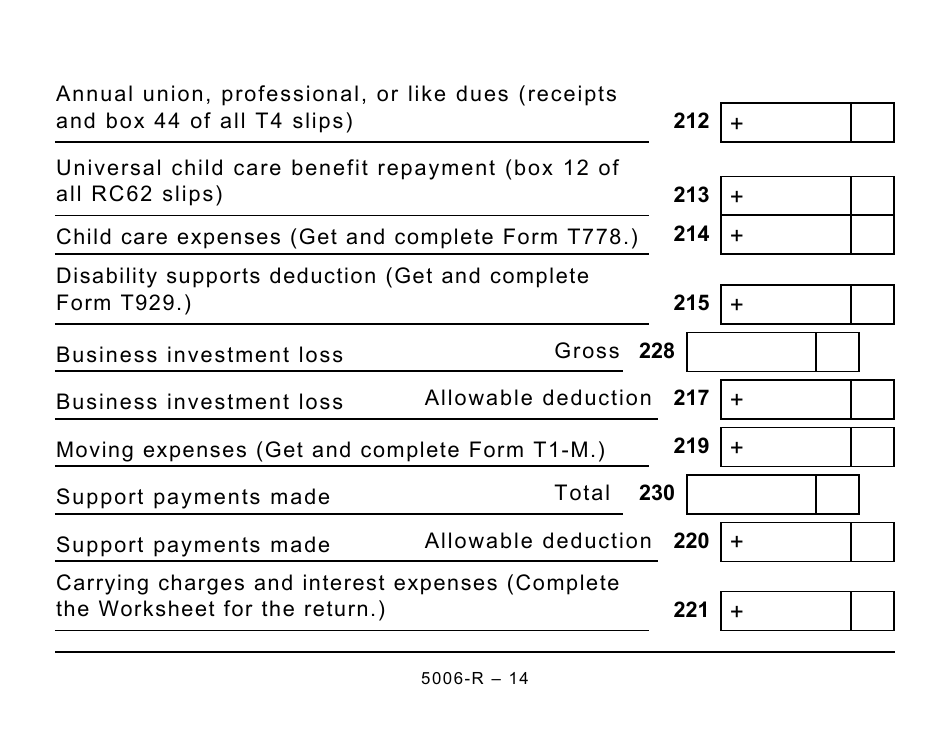 Form 5006-R Income Tax and Benefit Return (Large Print) - Canada, Page 14