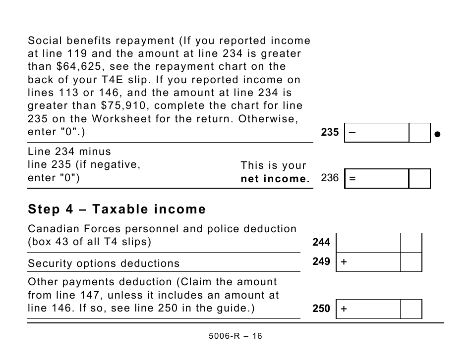 Form 5006-R Income Tax and Benefit Return (Large Print) - Canada, Page 16