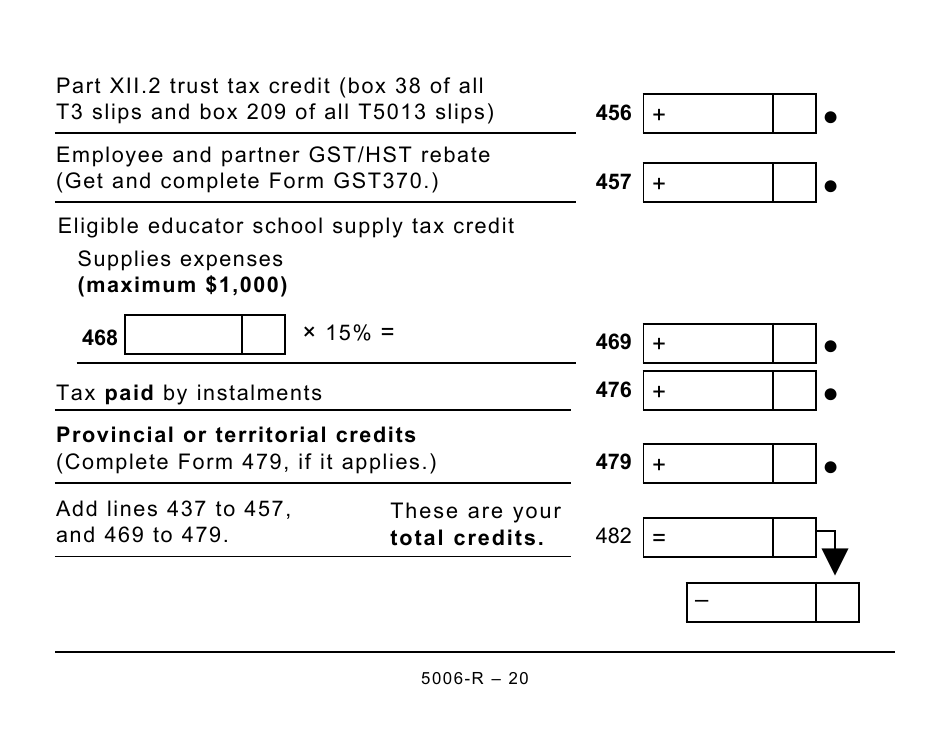 Form 5006-R Income Tax and Benefit Return (Large Print) - Canada, Page 20