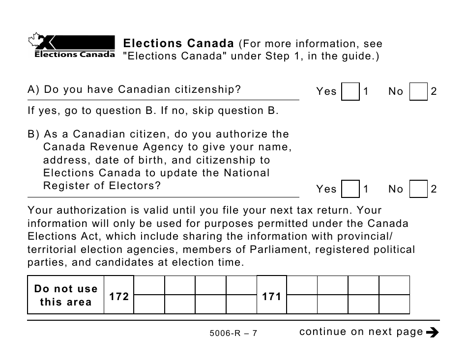 Form 5006-R Income Tax and Benefit Return (Large Print) - Canada, Page 7