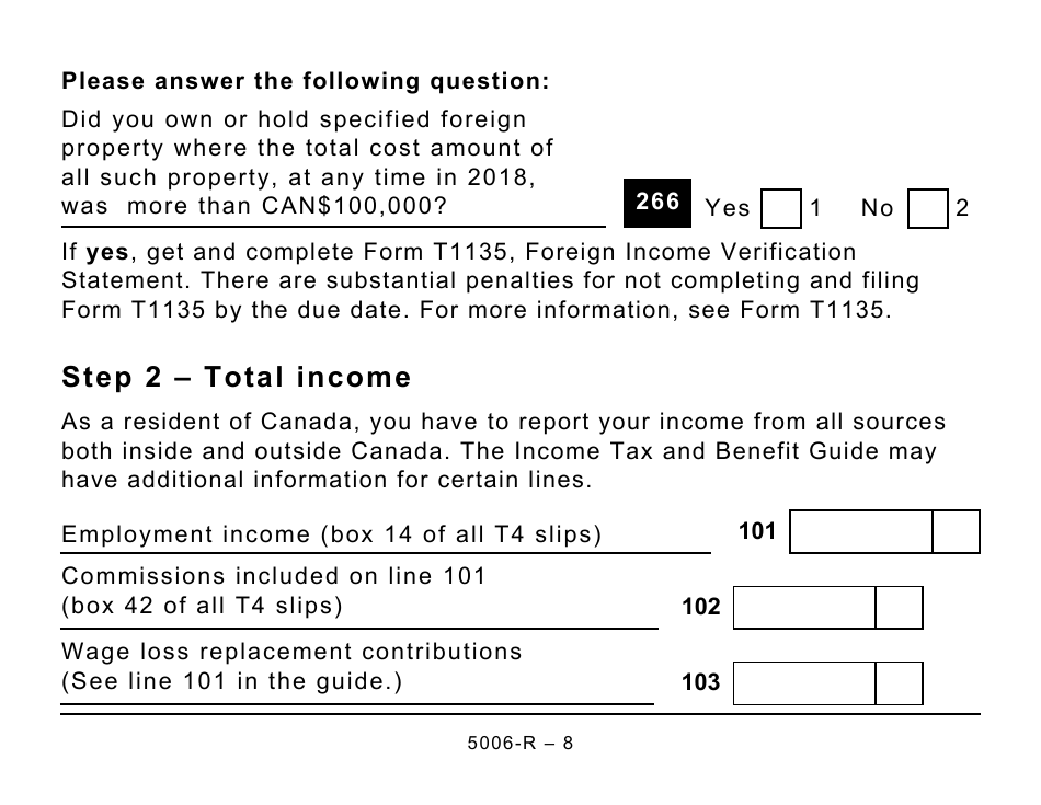 Form 5006-R Income Tax and Benefit Return (Large Print) - Canada, Page 8
