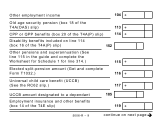 Form 5006-R Income Tax and Benefit Return (Large Print) - Canada, Page 9