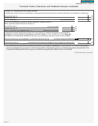 Form 5014-S11 Schedule NU(S11) Territorial Tuition, Education, and Textbook Amounts - Canada, Page 2