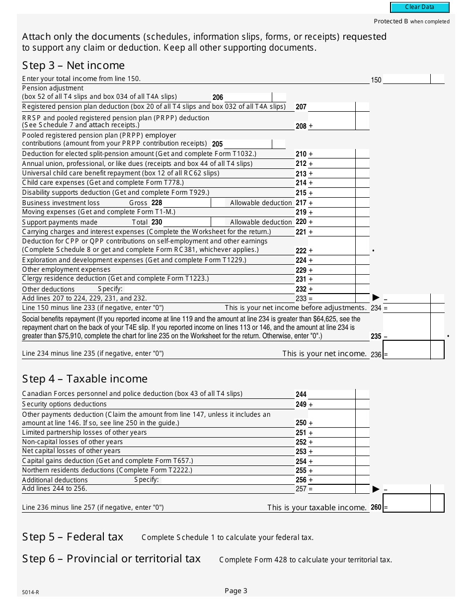 Form 5014-R Income Tax and Benefit Return - Canada, Page 3