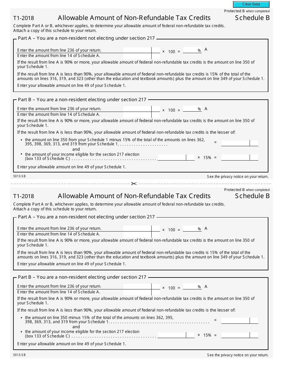 Form 5013SB Schedule B 2018 Fill Out, Sign Online and Download