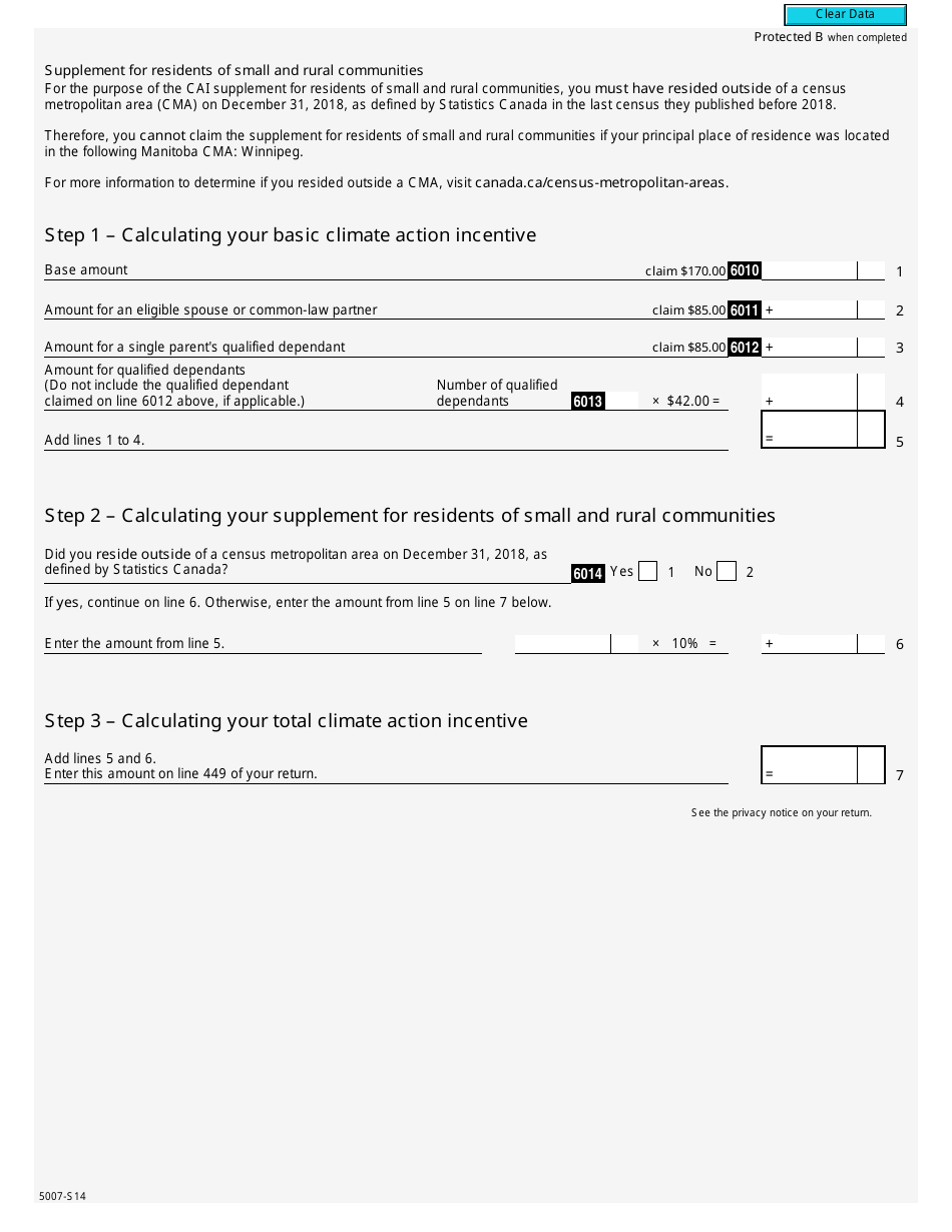 Form 5007-S14 Schedule 14 Climate Action Incentive - Canada, Page 2