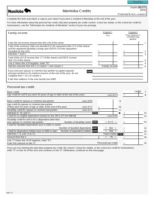 Form 5007-TC (MB479) 2018 Printable Pdf