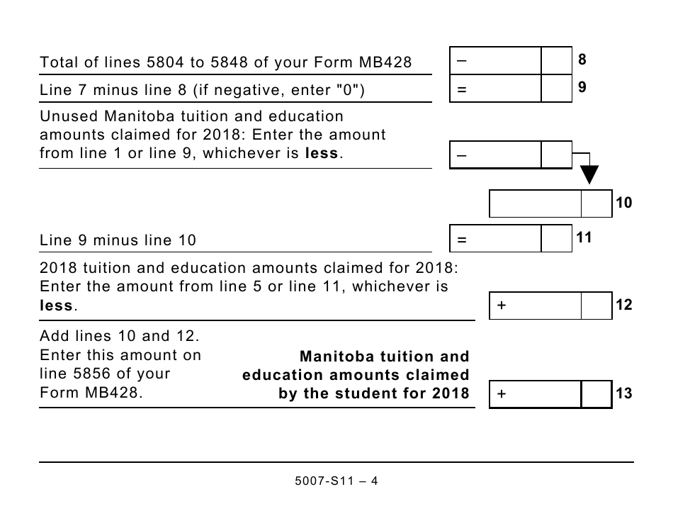 Form 5007-S11 Schedule MB(S11) Provincial Tuition and Education Amounts (Large Print) - Canada, Page 4