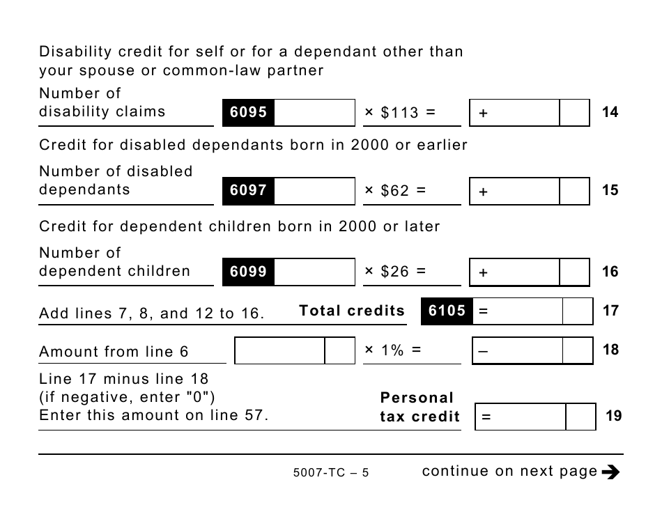 Form 5007-TC (MB479) Manitoba Credits (Large Print) - Canada, Page 5