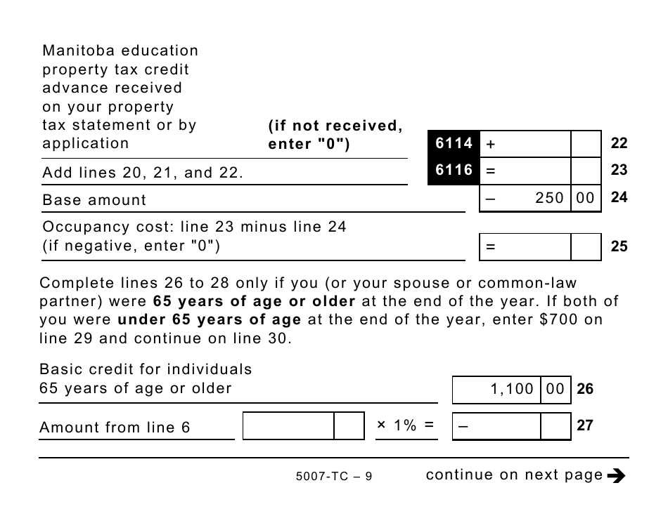 Form 5007-TC (MB479) Manitoba Credits (Large Print) - Canada, Page 9