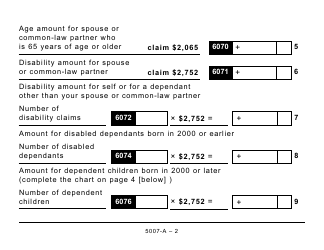 Form 5007-A Schedule MB428-A Manitoba Family Tax Benefit (Large Print) - Canada, Page 2