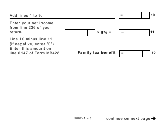 Form 5007-A Schedule MB428-A Manitoba Family Tax Benefit (Large Print) - Canada, Page 3